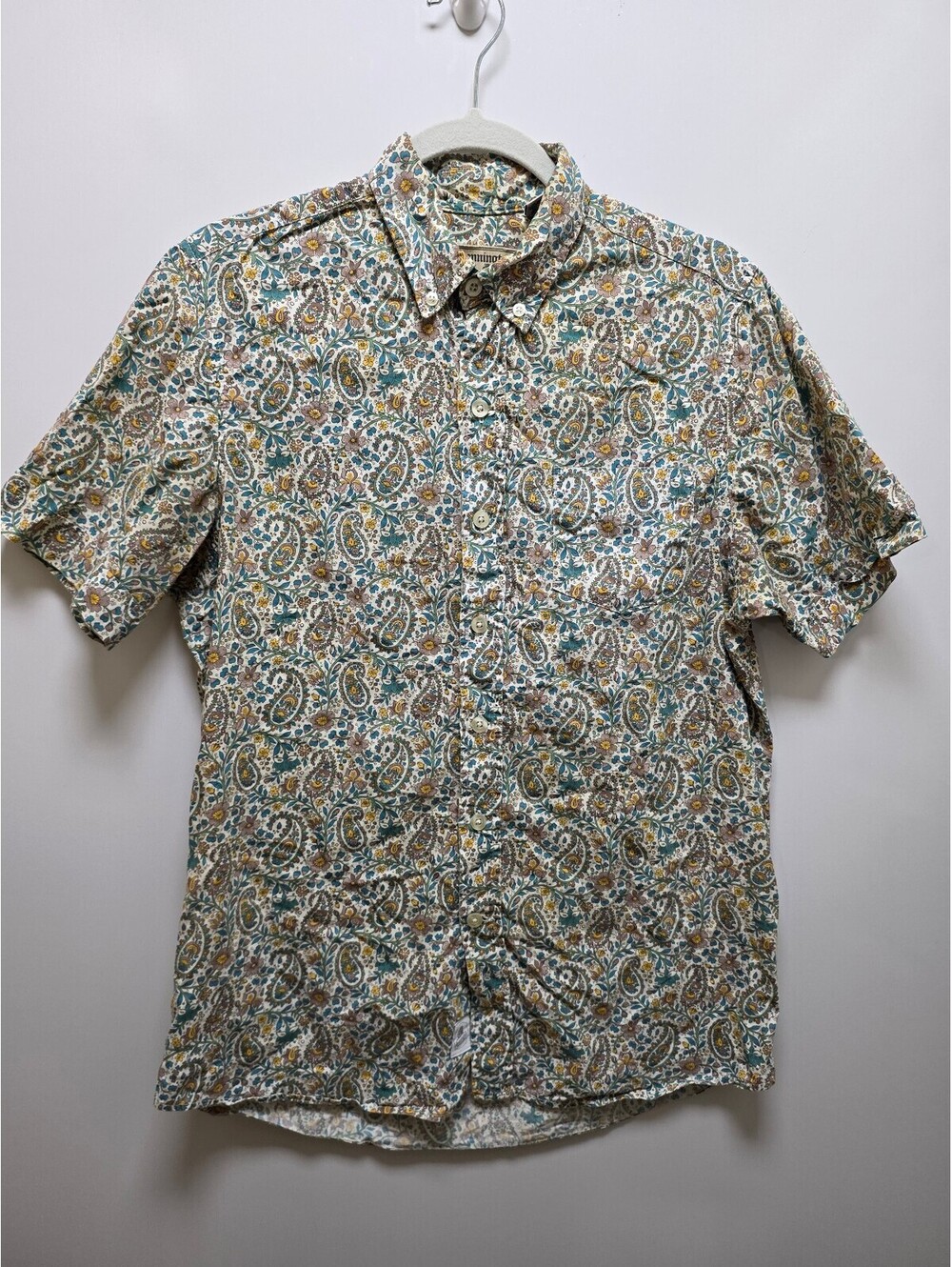 Kennington Men's Medium Short Sleeve Button-Up Shirt 100% Cotton Floral Paisley
